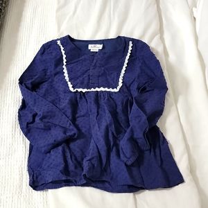 Vineyard Vines Girls Size Medium Shirt Navy Blue Peasant Top